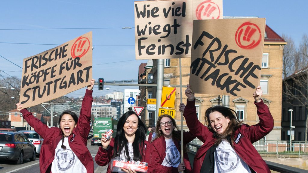 Frische Köpfe für Stuttgart Rivella Demo Aktion