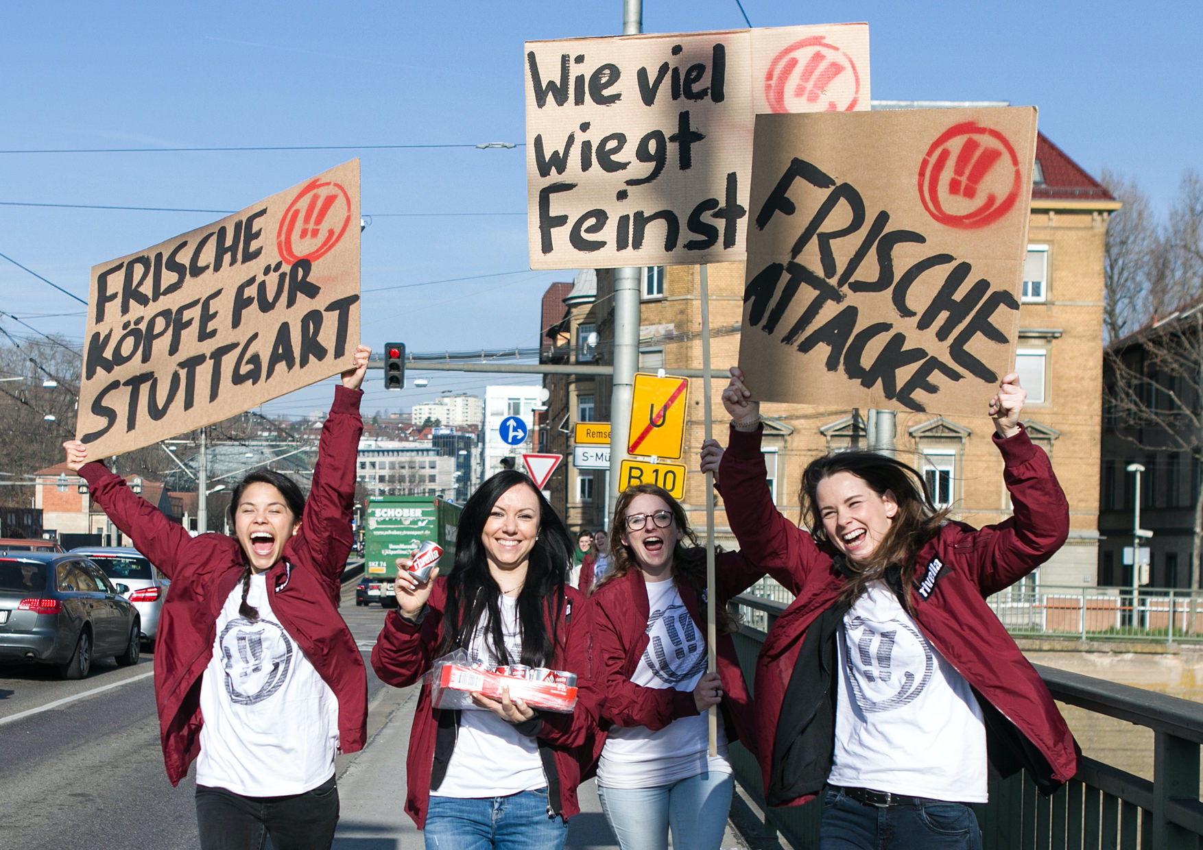 Frische Köpfe für Stuttgart Rivella Demo Aktion